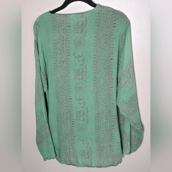 Gypsy Rose Boho Buddha Made In Nepal Festival Henley Tunic, Free Size - Picture 2 of 3